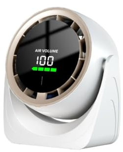 Ventilador de Mesa Silencioso, Ventilador Pequeño de Escritorio Portátil con Pantalla LED, 100 Velocidades, 360° Oscilación Vertical, Potente Circulación de Aire Turbo, para Dormitorio Oficina Cocina