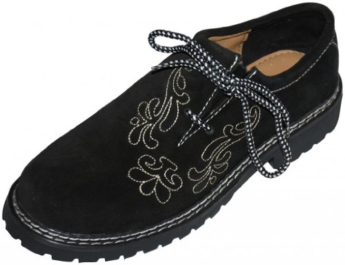 Men's Brown Leather Haferl Shoes – Traditional German Embroidered Oktoberfest Trachten Footwear (US Footwear Size System, Adult, Men, Numeric, Medium, 10)