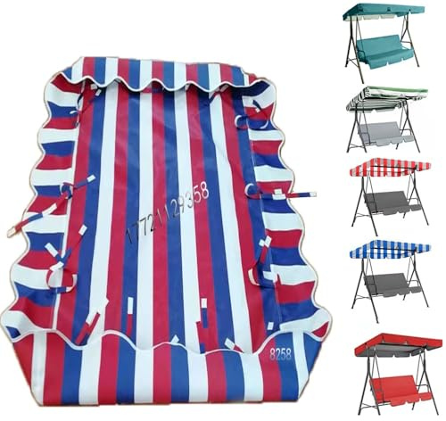 Grande tessuto di ricambio per dondolo da esterno, 175,3 cm, 198,1 cm, 248,9 cm, tenda sospesa, tela per panca da giardino (rosso/blu, 195 x 115 cm)
