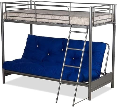 Metal Futon Bunk with diffrent color futon mattress (Blue)