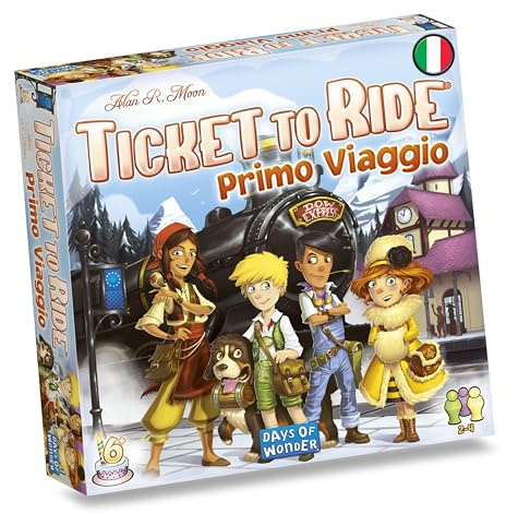 Asmodee – TICKET TO RIDE: PRIMO VIAGGIO – Gioco da Tavolo per Bambini e Famiglie – Completo con Mappa, Vagoni, Carte e Biglietti – 2-4 Giocatori – 6+ Anni – Edizione in Italiano