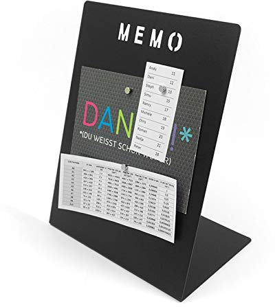 Magnettafel Memoboard mit Kreide beschreibbar - 180 x 120 x 235mm inkl. Magnete - Schreibtisch Magnetboard Magnetpinnwand Magnet Whiteboard Pinnwand zum beschriften, Farbe:schwarz