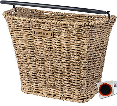 Basil Vorderradkorb Bremen Rattan Korb Look BE/KF Seagrass + SCHLAUCHFLICKEN