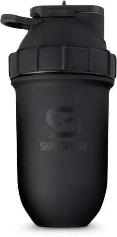 SHAKESPHERE Stainless Steel Shaker Bottle - 24oz Insulated Protein Shaker Bottle for Hot & Cold Drinks - Ideal for Shakes & Smoothies, Leak-Proof, BPA-Free, No Mixer Ball Needed, Matte-Black