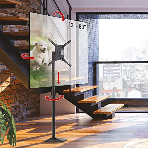 Barkan Bodenmontage 13-83 Zoll Neigbare & Höhenverstellbar TV Bodenständer, hält bis 50Kg, 5 Jahre Garantie, Standfuß, Ständer, für LED OLED LCD, Ma, FS420, Black