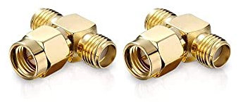 conecto Adaptador SMA, Pieza en T, 1x Conector SMA con Clavija a 2X enchufes SMA sin Clavija, Adaptador para Ampliar Conexiones SMA, Chapado en Oro, Juego de 2