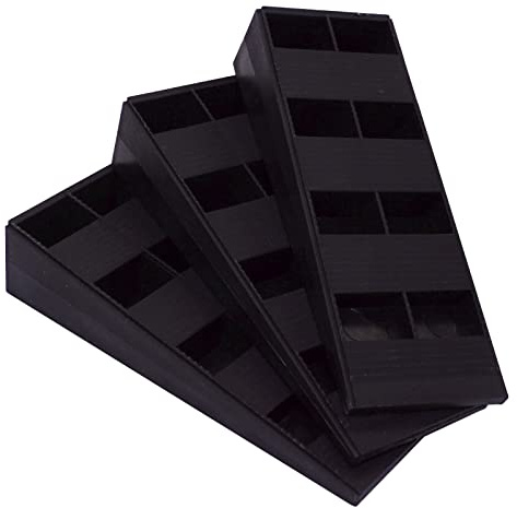 SKIR'CO Lot de 8 cales en plastique nervurées Noir 120 x 44 x 25 mm