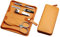 Maniküre Set 4 teilig Reise Etui - Nagelschere, Nagelknipser, Nagelfeile und Pinzette - Etui aus echtem Nappa-Lammleder - Maniküre und Pediküre (Maisgelb)