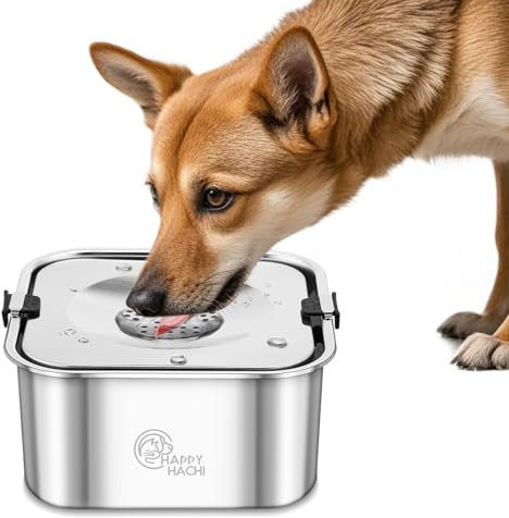 HAPPY HACHI Wassernapf Hund Ohne Sabbern, 3L Großer Trinknapf Hund Anti Schlabber, Hundenapf aus Edelstahl Auslaufsicher rutschfest Wassernapf Haustiere für lnnen (3L)