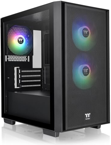 Thermaltake Versa H16 TG ARGB Black Micro ATX Tower Case; Tempered Glass Side Panel; 3 Pre-Installed ARGB Fans; CA-1Y8-00S1WN-02; 3 Year Warranty