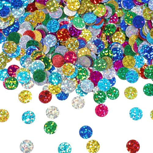 Confeti multicolor brillante, confeti metálico redondo para mesa, lentejuelas circulares, papel de confeti para baby shower, boda, Navidad, San Valentín y fiestas (2 onzas/60 g)