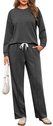 Terecey Conjunto Deportivo Mujer 2 Piezas Sudadera Manga Larga y Pantalón Largo Chándal Mujer Completo Ropa Deportiva Casual para Fitness Yoga Correr