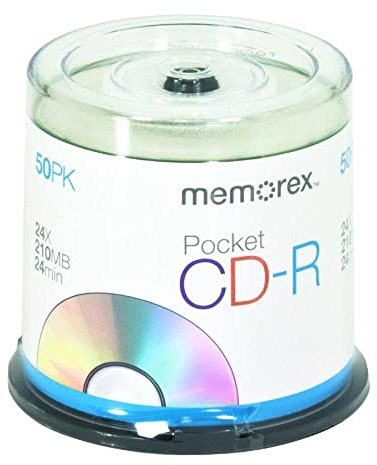 Memorex 210 MB 24x 24 Minute Pocket CD-R Mini-Discs 50-Pack Spindle