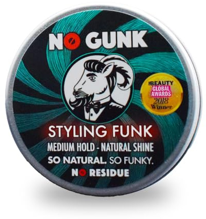 NO GUNK - Cire Coiffante Bio 100% Naturelle Pour Cheveux et Barbe - Tenue Moyenne - Styling Funk (Non parfumée, 50g)