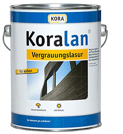 Kora Koralan Vergrauungslasur - 10 Ltr (Silber) für Holz im Außenbereich