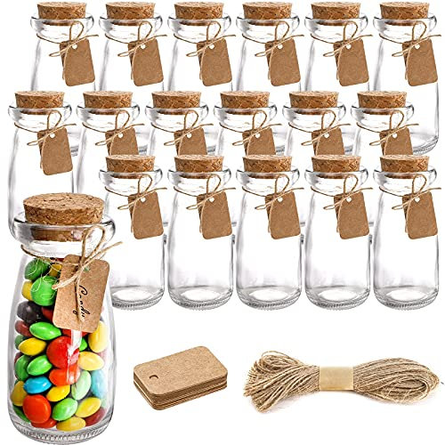 Kingrol 18 Pack Glass Bottles with Cork Stoppers, 3.5 oz Vintage Glass Favor Jars for Arts, Crafts, Decoration, Party Favors