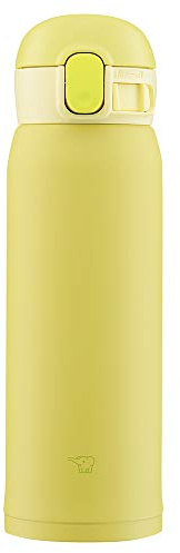 Zojirushi SM-WA48-YA Botella de agua, taza de acero inoxidable con un solo toque, sin costuras, 1.6 onzas líquidas, limón
