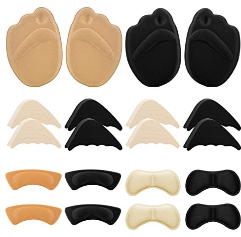 Sibba 10 pares de almohadillas de tacón alto, relleno de zapatos incluye insertos de relleno de dedo del pie ajustables, plantillas delanteras, apretones de talón, insertos de forro