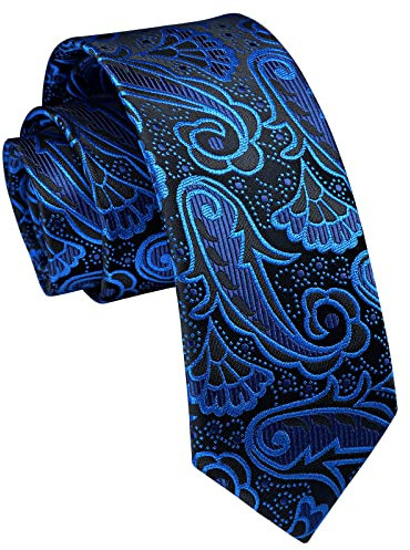 Enlision Slim Ties Paisley Ties for Men Classic Blue Mens Silk Tie for Formal Wedding Business Party 6cm