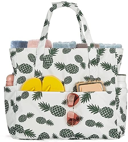BISON DENIM Große Strandtasche Damen Umhängetasche Wasserdicht Sanddicht Leichte Strandtasche Schwimmbad Reisetasche und Reißverschluss