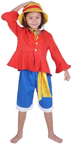 CoolChange Kinder Piratenkostüm | Jacke, Hose und Gürtel | Rot-Blau-Gelb | Größe: 150