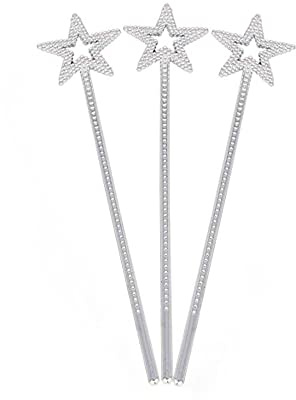 MYUBWTF 3PCS Silver 13 Inches Star Wand Elf Baton, Angel Star Magic Wand