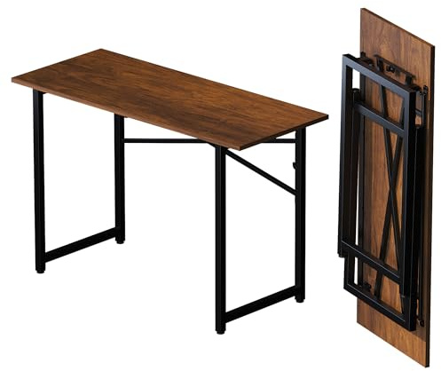 Lutown-Teen 47 inch Folding Desk No Assembly Required, Writing Gaming Computer Camping Table, Home Office Desk, Mahogany