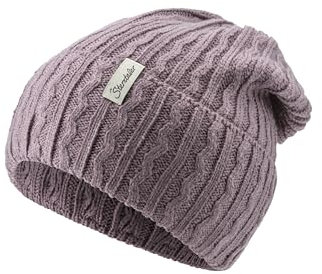 Sterntaler Strickmütze mit Wellen Muster - Lässige Mädchen Beanie - Kinder Wintermütze - Mütze mit Umschlag - pastellviolett, 53