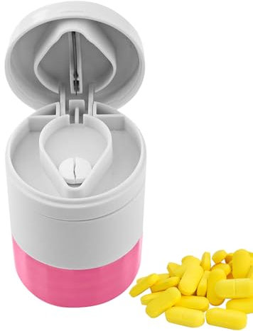 Pastillero - 3 En 1 Triturador De Pastillas | Cortador De Pastillas, Molinillo Manual Y Machacador De Pastillas - Organizador De Pastillas De Viaje Con Cortador De Pastillas
