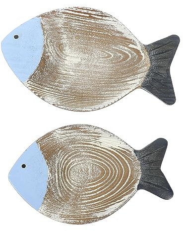PRETYZOOM Piatti Di Legno Unici A Forma Di Pesce Ornamenti Da Appendere Alla Parete Per Decorazioni Nautiche Decorazioni Eleganti Per La Casa