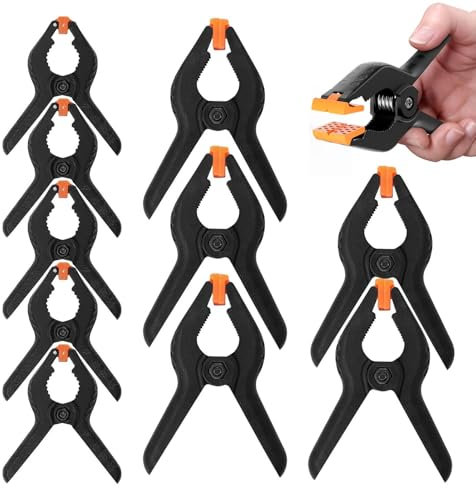 10 Pcs Spring Clamps,Crocodile Clips Heavy Duty Nylon Spring Clips,Wood Clamps and Muslin Spring Clamps for DIY Project Photo Studios Woodwork Artwork Photo Background (5 * 3inch+5 * 2inch)