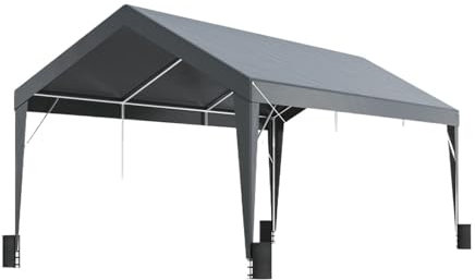 SRKATI Zeltgarage Carport 10x20ft Heavy Duty Auto Überdachung Garage mit 8 verstärkten Stangen und 4 Gewichtstaschen UV-beständig Auto-Markise(Gray)
