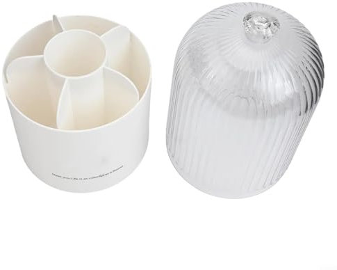 Secchio rotante in plastica per riporre pennelli cosmetici, per un facile accesso e organizzazione (bianco)