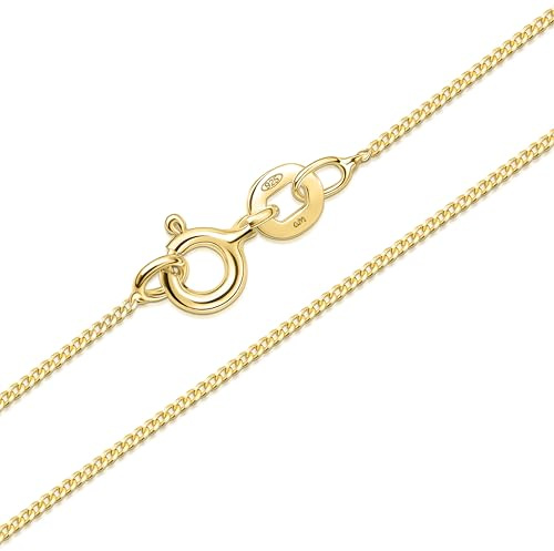 Amberta Halskedja i Äkta 925 Sterlingsilver för Kvinnor och Män | Supertunn, Nätt Och Hållbar - Box, Pansar, Singapore, Kulor, Ormkedja, Gemkedja 40/45/50/55/60 cm: 40 cm guld pansarkedja halsband