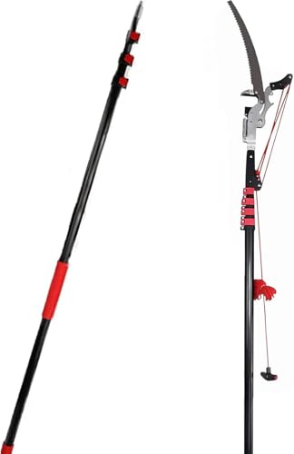 Extendable Tree Pole Pruner, 5.4m-7.2m Professional Telescopic Tree Pruners With Sk5 Cutting Blade Pole Saw Lopper Long Reach Pole Pruning Saw, 2 In 1 Extendable Gardening Tool, 18ft/5.4m