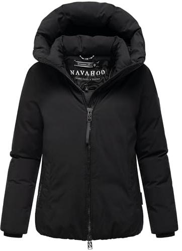 Navahoo Damen warme Winterjacke mit 2-Wege-Reißverschluss Blütenlicht 14 Black Gr. M
