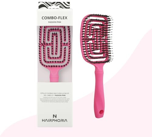Cepillo Pelo Profesional con Cerdas de Jabalí y Nylon – Antitirones y Anti Frizz para Brillo Natural – Desenredado y Antirotura para Cabello Fino, Rizado o Largo – HAIRPHORIA - PASSION PINK