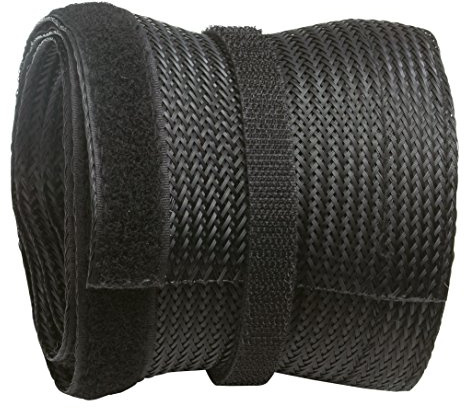 RICOO Kabelkanal flach schwarz Z9135B-5 500 cm x 13,5 cm Kabel Kanal mit Klettverschluss Flexibler Kabelschlauch für Kabelmanagement & Kabelführung wiederverschlußbar Kabelkanäle