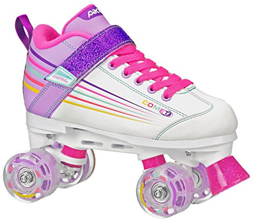 Pacer Comet Quad Kids Roller Skate, with Light Up Wheels, P973, White sz 4