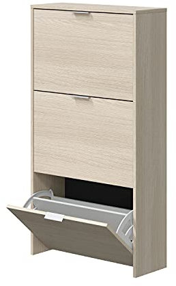 Habitdesign Zapatero 3 Puertas, Zapatero Estrecho, Acabado en Color Roble Canadian, Medidas: 60 cm (Ancho) x 113 cm (Alto) x 22 cm (Fondo)