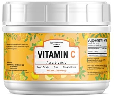 Unpretentious Vitamin C Powder (2 lb) Ascorbic Acid, Resealable Tub