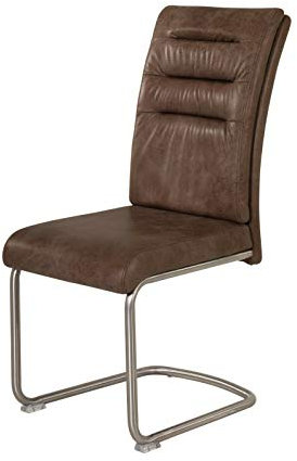 MJC 4er Set Freischwinger Stuhl Paula S Edelstahl 140 kg Esszimmerstuhl mit Griff, Farbe:Braun