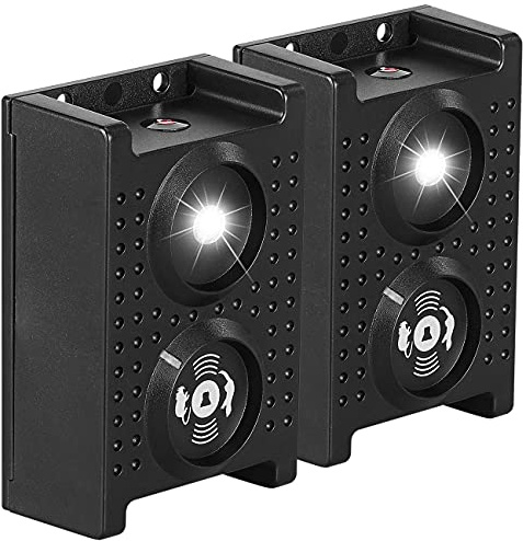 EXBUSTER spaventa martore: Set da 2 Dispositivi di Difesa Contro i martore ad Alta frequenza Mobile, Luce LED Lampeggiante aggiuntiva, sensore di Vibrazione (Repellente ad ultrasuoni per donnole)