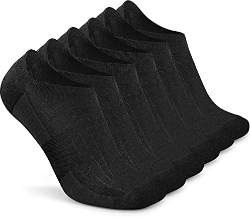 Busy Socks Men's No Show Merino Wool Running Socks, Low Cut Short Cool Light Weight Wool Socks for Summer, 6 Pairs, Large, Black
