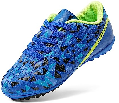 DREAM PAIRS Boys Football Boots Shoes Kids Girls Soccer Athletics Sport Training Shoes Indoor Outdoor Football Shoes Sneakers for Unisex,Size 10 Little Kid,Royal/Blue/Neon/Green,SDSO223K