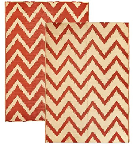 Relsy Outdoor Rug Waterproof Reversible Large Rug 160 x 230cm, Mango & Whisper White - Area Rugs For Garden Outdoor Patio Rug, Camping Mat, Deck, Backyard, Picnic (Mango & Whisper White, 160x230cm)