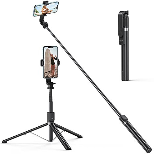 ATUMTEK Perche à Selfie 150cm Avec Télécommande Bluetooth Amovible - Trépied Extensible Pour iPhone et Android - Idéal Pour Enregistrement Vidéo, Blogging, Streaming en Direct