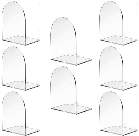 Deefongo Acryl-Buchstützen für Regale, 8 Stück, Transparentes Acryl,Transparent Bücherstützen mit Rutschfesten Aufklebern für Bücherregalefür Schlafzimmer Regal Bibliothek Schule Büro