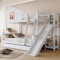 FEZTOY Kinderbett Etagenbett mit Fenstern, Leiter, 2 Schubladen, Kinder Hochbett mit Rutsche, Mutterbett, 90x200cm & 120x200cm, Hausbett aus Massivholz,ohne Matratze