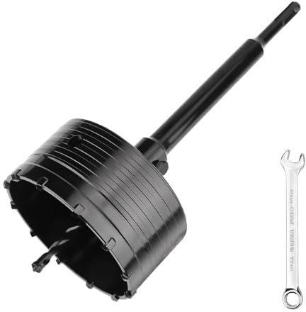 hsawbit 100mm Concrete Hole Cutter Core Drill Bit with 220mm SDS Plus Shank Connecting Rod, Masonry Hole Saw Tungsten Carbide Teeth for Concrete Cement Brick Wall Stone